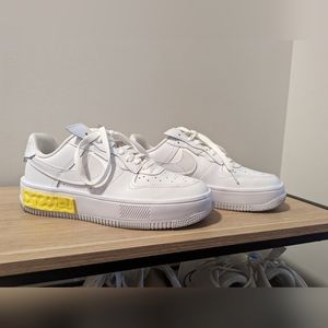 Nike White and Yellow Women's Sneakers
